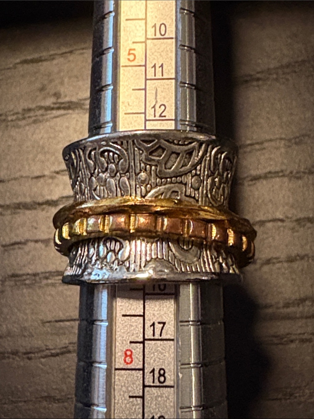 Two-Tone Textured Spinning Rings - Silver & Gold Tone J 25